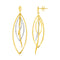 14k Two Tone Gold Textured and Polished Marquise Motif Earrings
